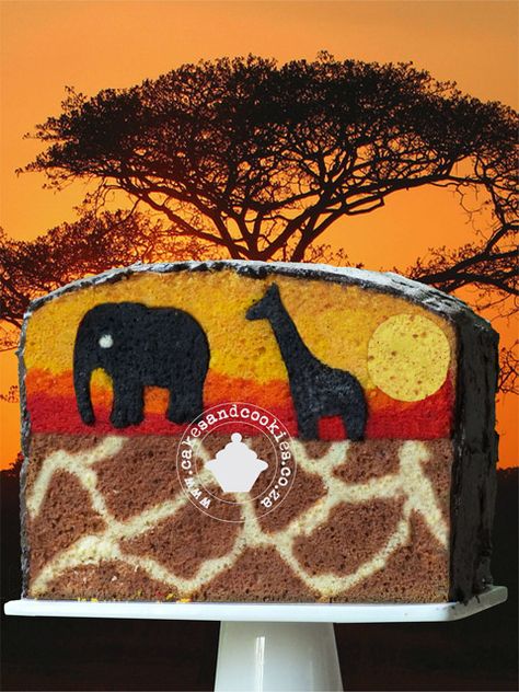 Africa Cake, Surprise Inside Cake, Torte Decorate, Inside Cake, Cookies Cupcake, Safari Cakes, Patterned Cake, Surprise Cake, Crazy Cakes