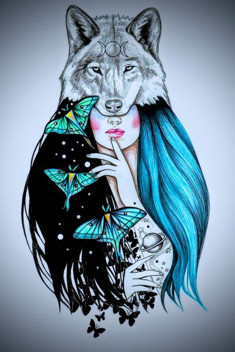 Wolf Goddess Tattoo, Native American Wolf Art, Wolf Goddess, Wolf Art Fantasy, Emotional Painting, Canvas Drawing, Wolf Tattoos, Wolf Tattoo, Best Tattoo Designs