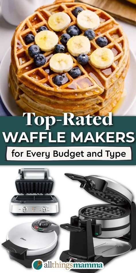 Looking for a new waffle maker? There are a lot of choices out there, but we break it down for you with this list of top-rated waffle makers for every budget and type. Best Waffle Maker, Waffle Iron, Waffle Maker, Kitchen Inspirations, Waffles, Thing 1