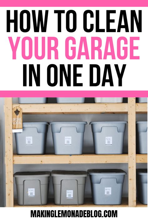 A cluttered garage can be overwhelming, but with the right tips and tricks, your garage can be cleaned and organized in just one day. Learn how to transform your garage into a functional space with these helpful garage organizing & cleaning tips. Garage Cleaning Checklist, Cluttered Garage, Declutter Garage, Garage Clutter, Garage Organizing, Spring Cleaning Organization, Garage Organization Systems, Garage Organization Tips, Clean Garage