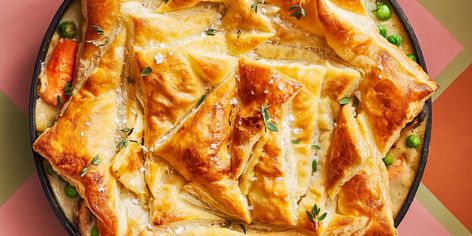 Creamy Vegetable Pot Pie | Southern Living Veggie Pot Pie Recipe, Pot Pie With Puff Pastry, Pie With Puff Pastry, Vegetable Pot Pie, Entree Ideas, Veggie Pot Pie, Vegetable Pot Pies, Mini Chicken Pot Pies, Puff Pastry Crust