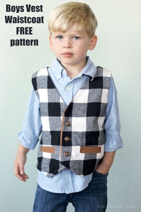 Boys Vest Pattern, Boys Vest Outfit, Sewing Rabbit, Waistcoat Pattern, Boys Sewing Patterns, Boys Waistcoat, Vest Pattern Free, Trendy Vest, Toddler Vest