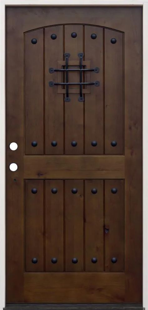 Creative Entryways 36-in x 80-in Wood Right-Hand Inswing Walnut Alder Stained Prehung Single Front Door in the Front Doors department at Lowes.com Speakeasy Door, Single Front Door, Double Front Entry Doors, Front Entry Door, Rustic Front Door, Craftsman Door, Stained Doors, Wood Entry Doors, Wrought Iron Doors