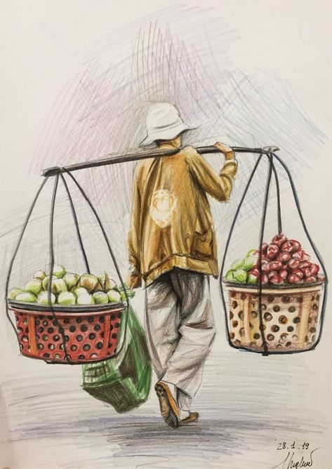 Fruit Art Drawings, Human Figure Sketches, Vietnam Art, Public Artwork, Nature Sketch, Figure Sketching, Drawing Pencil, Character Design Animation, March 17