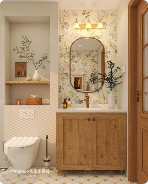 Italian Style Bathroom Ideas, Vintage Bathroom Design Ideas, Boho Toilet, Tiny Bathroom Decor, Baie Vintage, Bathroom Design Decor, Bathroom Inspiration Decor, Dream House Interior, Bathroom Inspo