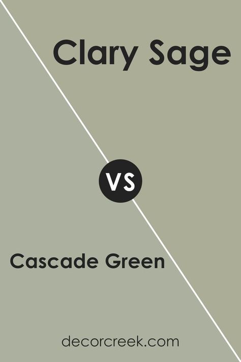 Cascade Green SW 0066 by Sherwin Williams vs Clary Sage SW 6178 by Sherwin Williams Cascade Green, Trim Colors, Serene Bedroom, Clary Sage, Nature Indoors, Fresh Green, Coordinating Colors, Paint Color, Sherwin Williams