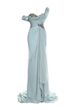 One Shouldered Chiffon Gown With Embroidered Bodice And Drape Detail by Marchesa for Preorder on Moda Operandi 파티 드레스, Embroidered Bodice, فستان سهرة, Chiffon Gown, Gorgeous Gowns, Marchesa, Mode Vintage, Beautiful Gowns, Formal Gowns