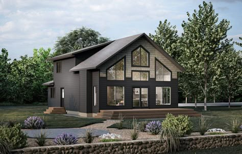 Westlock House Plan | Nelson Homes Small Lake Houses, Two Storey House Plans, Cottage Floor Plans, Plans Architecture, Cabin Exterior, Cabin Floor Plans, Retreat House, Lake House Plans, Two Storey House