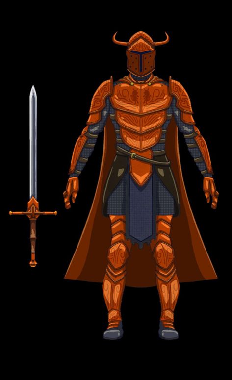 Early concept of the armor worn by the Lord Commander of the Orange Knights Orange Knight, Lord Commander, Armor Design, Knight Armor, Art Characters, Knights, Samurai Gear, The Lord, Character Inspiration