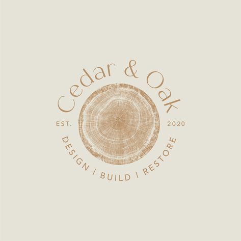 Interesting Logo Ideas, Cedar Logo Design, Detailed Logo Design, Wood Branding Design, Oak Logo Design, Wood Grain Logo, Rustic Design Graphic, Wood Logo Design Ideas, Homestead Branding