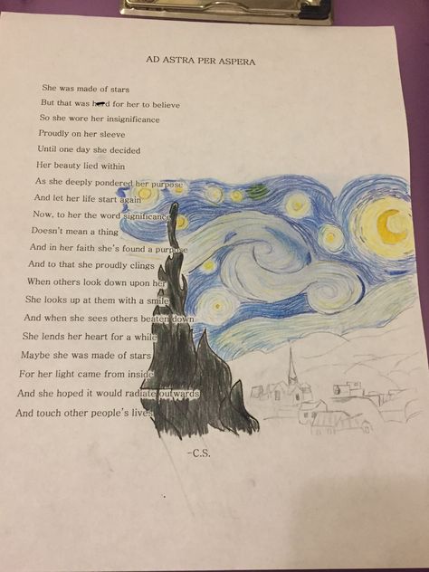 This was a “my verse” project for school but I though i did a pretty good job 😂 Poem Project Ideas, Poems For Boys, Illustrated Poems, Project For School, Poems About School, Bond Paper Design, Bond Paper, Writing Poems, Nature Drawing