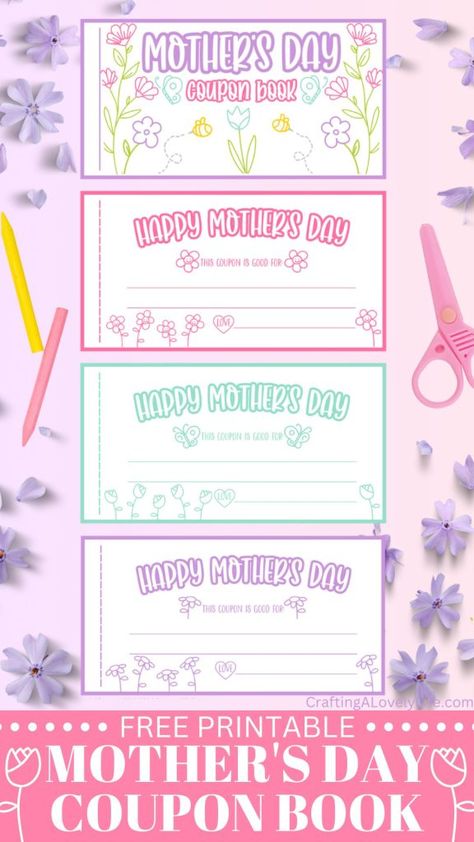 This free printable Mother’s Day Coupon Book is such a fun gift idea to have kids make this Mother’s Day! Mom will love getting all of the special coupons! Printable Mother's Day | Mother's Day Printable | Coupon Book for Mom | Mother's Day Coupons | Gift for mom from kids Diy Coupon Book For Mom, Mothers Day Coupons Printables Free, Mothers Day Coupons From Kids, Coupon Book For Daughter, Mom Coupon Book Ideas Mother's Day, Mothers Day Coupon Book, Mothers Day Coupon Book Printable, Mother’s Day Homemade Coupons, Mom Coupon Book