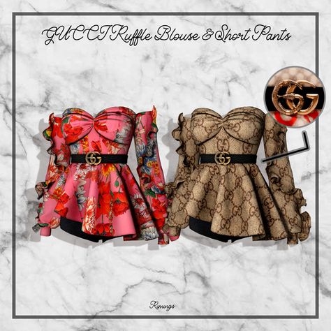 [RIMINGS] GUCCI Ruffle Blouse & Short Pants | RIMINGS on Patreon The Sims 4 Rimings, Sims 4 Rimings, Die Sims 4, Play Sims 4, Sims 4 Download, Pelo Sims, Free Sims 4, Sims 4 Body Mods, Sims 4 Cc Folder