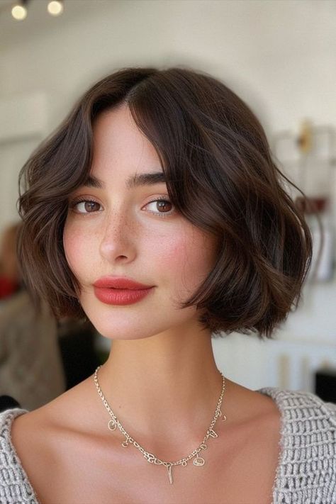 Get chic with short French bobs for thick wavy hair. Browse our collection for more trendy short wavy hairstyles. Haircuts Trending, Trendy We Fryzurach, Short Wavy Haircuts, Wavy Haircuts, Hair Inspiration Short, Short Wavy Hair, Short Wavy, Trending Haircuts, Short Bob Hairstyles