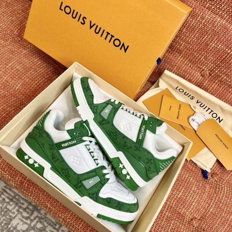 Louis Vuitton Trainer, Fancy Sneakers, Louis Vuitton Trainers, Lv Sneakers, Replica Louis Vuitton, Trendy Shoes Sneakers, Wealthy Women, Trainer Shoes, Birthday Wishlist