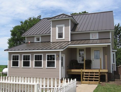 What Color Metal Roof Goes With Tan Siding | Storables Tan House With Metal Roof, Gray Metal Roof Houses Color Combos, Tin Roof Colors, Burnished Slate Metal Roof, Metal Roof Houses Color Combos, Tan Siding, Construction Tools Buildings, Black Metal Roof, Metal Roof Houses