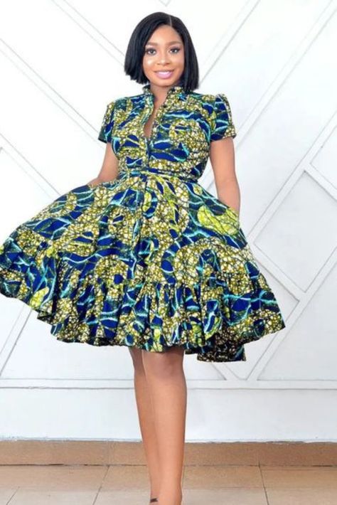 Ankara Short Flare Gowns 30+ Latest and Trending Styles For Any Occasion Short Flare Gown Styles, Ankara Flare Gown Styles, Ankara Flare Gown, Short Flare Gown, Ankara Short Flare Gowns, Flare Gown Styles, Chitenge Dresses, Ankara Short, African Attire Dresses