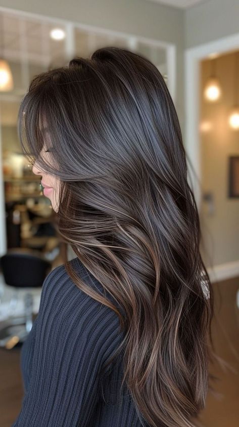 Brunette Ideas, How To Make Hairstyle, Balayage Chocolate, Hair Dues, Hairstyle For Medium Hair, Dimensional Brunette, Black Hair Balayage, Dark Brunette Hair, Long Brunette Hair