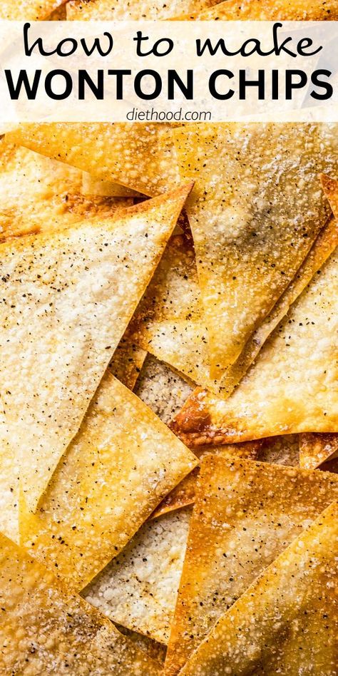 Won Ton Nachos Recipe, Asian Nachos Wontons, Baked Wonton Chips, Wonton Chips Baked, Wonton Chips In Air Fryer, Fried Wontons Chips, Wanton Wrapper Recipes Appetizers, Wanton Chips, Wanton Wrapper Recipes