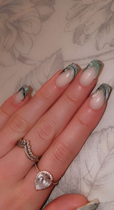 #nailinspo Sage Nails, Nail Deaigns, Sage Green Nails, Green Acrylic Nails, Green Inspiration, Dark Sage, Bride Nails, Marble Nails, Gorgeous Nails