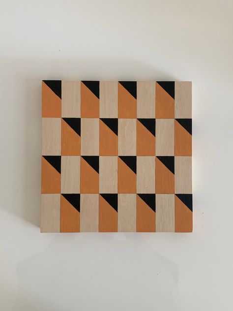 This is an original painting on wood panel by me! Super cool pattern that creates an optical illusion Subtle orange, black, and natural woodgrain that has been sealed Dimensions:  8in x 8in x 7/8in Geometric Mural Art, Acrylic Painting Geometric, Painting Geometric, Optical Pattern, Optical Illusion Pattern, Abstract Design Pattern, Grid Artwork, Geometric Illusion, Wood Pattern