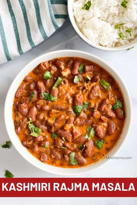 Kashmiri Rajma Masala Curry Recipe • Simple Sumptuous Cooking Kashmiri Rajma Recipe, Rajma Masala Recipe, Kashmiri Recipes, Rajma Masala, Rajma Recipe, Vegan Curry Recipes, Tomato Puree, Vegetarian Sides, Vegan Asian