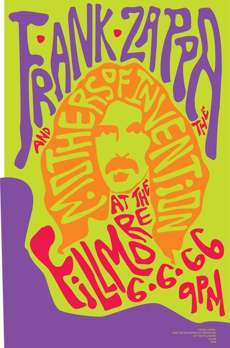 Frank Zappa concert poster- Psychedelic style of the 1970s Neo Psychedelia, Bands Posters, Surf Punk, Wes Wilson, Mothers Of Invention, Concert Poster Art, Rock Poster Art, Damask Stencil, Vintage Concert Posters