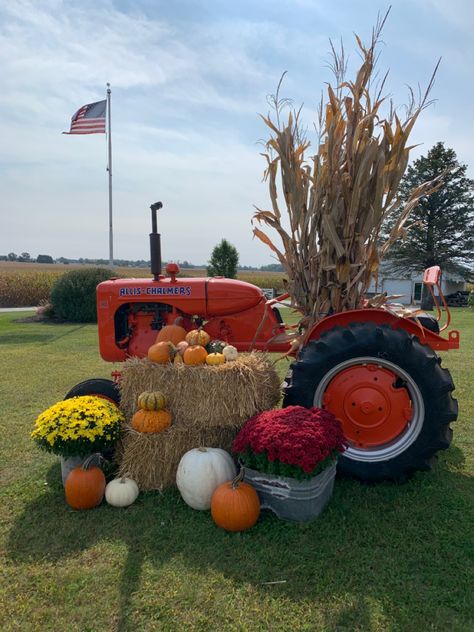 Fall Tractor Decor, Pumpkin Patch Photo Backdrop, Fall Photo Booth, Tractor Decor, Fall Festival Decorations, Pumpkin Patch Farm, Fall Yard Decor, Fall Backdrops, Fall Harvest Party