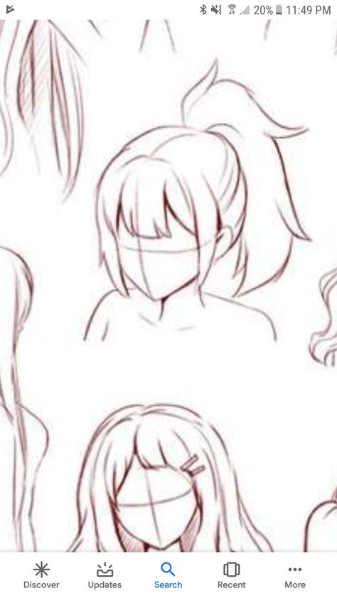 Anime Hair Reference Ponytail, Anime Hairstyles Ponytail, Ponytail Anime Drawing, Front Facing Ponytail Drawing, Side Ponytail Hairstyles Drawing, Ponytail Hairstyles Reference Drawing, Pony Tailed Hairstyle Drawing, Ponytail Styles Drawing, Half Ponytail Drawing