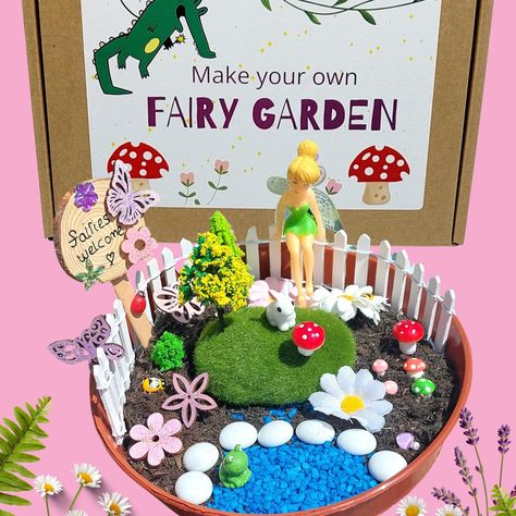 Make Your Own Fairy Garden Kit Kids Craft Kit Diy Fairy Garden Beautiful Unique Birthday Gift for Girls. Fairy Garden Accessories - Etsy UK Kids Fairy Garden Party, Fairy Crafts Kids, Picnic Bday, Kids Fairy Garden, Diy Fairy Garden, Butterfly Princess, Fairy Theme, Fairy Garden Kit, Enchanted Fairy