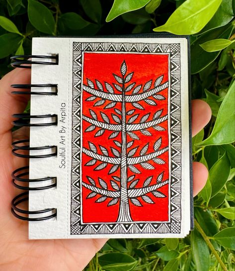 Madhubani Painting Easy For Beginners, Madhubani Painting For Beginners, Madhubani Art For Beginners, Easy Madhubani Art For Beginners, Madhubani Drawing Indian Paintings, Madhubani Tree, Mini Arts, Painting Tree Of Life, Gond Art