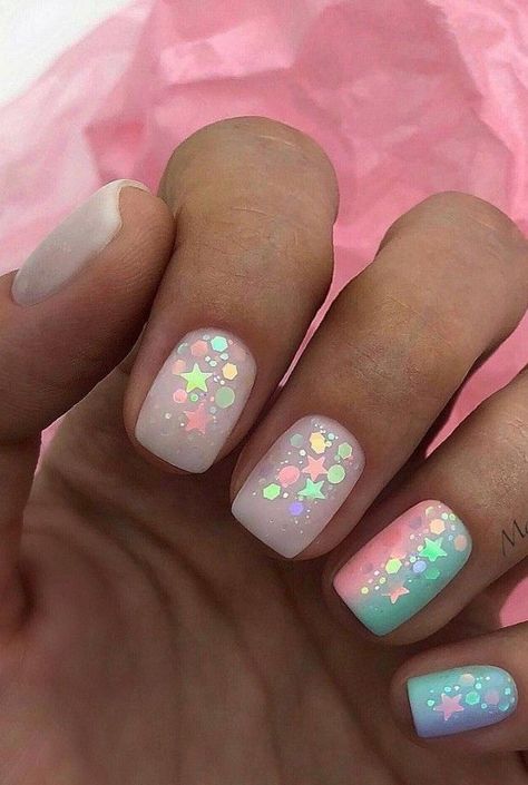 Kids Nail Designs, Unghie Sfumate, Unghie Nail Art, Diy Unicorn, Unicorn Nails, Her Nails, Nails For Kids, Girls Nails, Dipped Nails