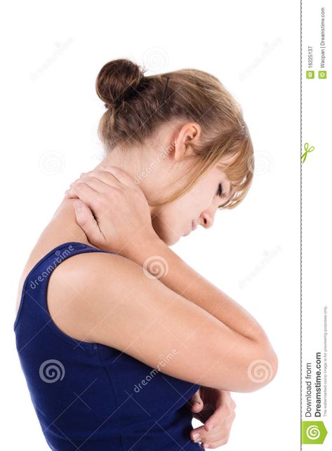 Neck pain. Woman holds a hand on pain neck. Isolated on white background #Sponsored , #SPONSORED, #sponsored, #Woman, #Neck, #white, #holds Hand On Back Of Neck Pose, Hands On Neck Reference, Hand On Neck Reference, Hand Behind Neck Pose, Hand On Neck Pose Reference, Holding Neck Pose, Hands Around Neck Reference, Hand On Neck Pose, Hand On Neck