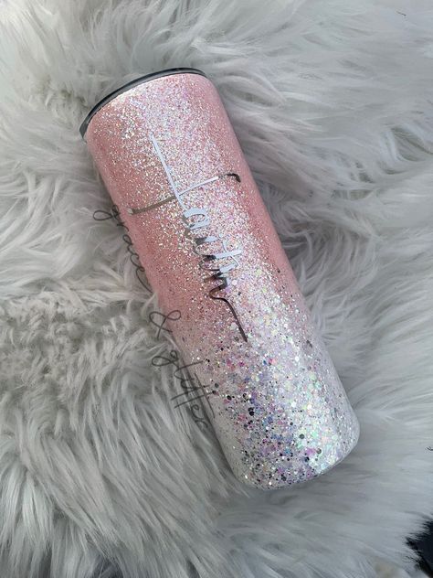 Pink And White Glitter Tumbler, Cute Pink Tumbler Cups, Pink Ombre Tumbler, Pink Tumblers Glitter, Pink Glitter Tumbler Cup, Pink And Gold Tumbler, Pink Glitter Epoxy Tumbler, Simple Epoxy Tumblers, Sparkle Tumblers Glitter