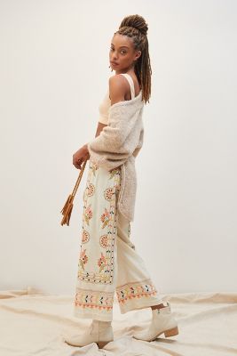 Embroidered Straight Pants | Anthropologie