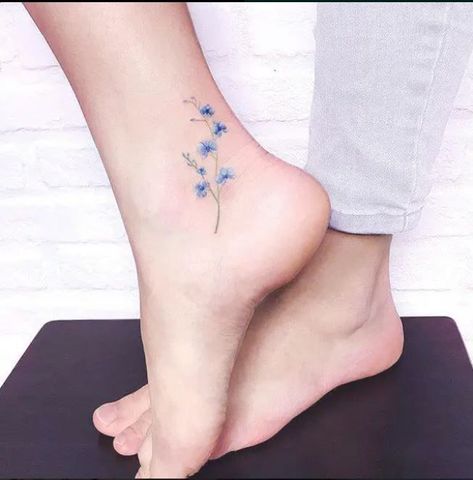 Forget Me Not Tattoo Memorial, Blue Orchid Tattoo, Forget Me Not Flower Tattoo, Blue Flower Tattoos, Forget Me Not Tattoo, Sketches Tattoo, Ankle Tattoos For Women, Flower Wrist Tattoos, Ankle Tattoos