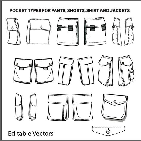 Cargo Flat Sketch, How To Draw Hands In Pockets, Baggy Pants Sketch, Cargo Drawing, Cargo Shorts Drawing, Pocket Sketch, Sketch Plan, Sewing Journal, Shorts Drawing