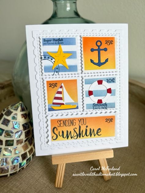 Postage Stamp Cards, Postage Stamp Die Cards, Postage Collage Cards, Waffle Flower Postage Collage Beach Days, Waffle Flower Postage Collage, Postage Collage Waffle Flower, Waffle Flower Stamps And Dies, Concord And 9th Seaside Post, Stamp Collage