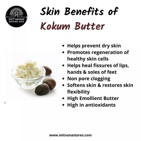 #Beauty & Skin benefits of Kokum Butter...........  #skin #skincare #natural #skincaretips Kokum Butter Benefits, Cocoa Butter Benefits, Diy Body Butter Recipes, Green Concealer, Mind Wellness, Esthetician Marketing, Diy Body Butter, Skin Care Business, Herbal Skin Care