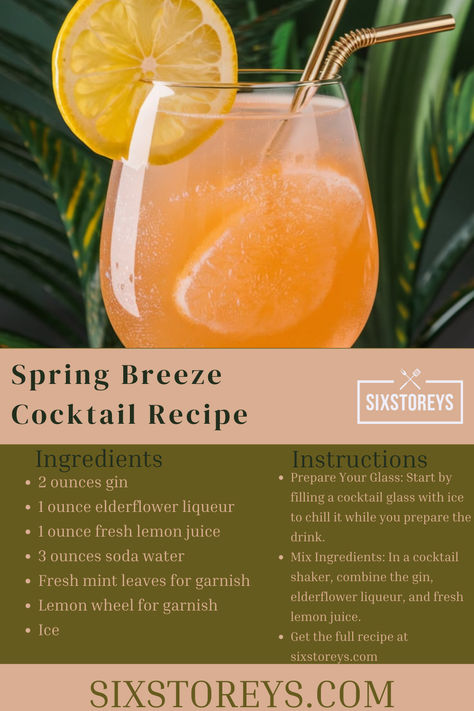 Spring Breeze Cocktail Recipe Spring Drinks Alcohol, Spring Drinks, Spring Drink, Spring Cocktails, Drinks Alcohol, Spring Breeze, Juice Drinks, Fresh Mint Leaves, Alcohol Drink Recipes