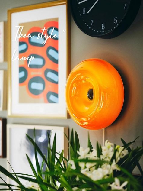 Bofea- Creative Orange Donut Atmosphere Lamp, Plug- in Control Use Table Lamp, Modern Wall Lamp for Bedside, Bedroom Or Warm Decoration : Amazon.ca: Tools & Home Improvement Ikea Italia, Donut Wall, Cute Donuts, Living Room Orange, Wall Lamps Bedroom, Glass Wall Lights, Mood Light, Led Wall Lamp, Leaded Glass