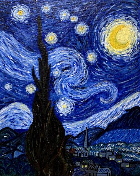 Stary Night Asethic, Starry Night Painting Wallpaper, Night Painting Wallpaper, فنسنت فان جوخ, Van Gogh Wallpaper, Android Wallpaper Art, Starry Night Painting, Whatsapp Wallpaper Cute, Vincent Van Gogh Paintings