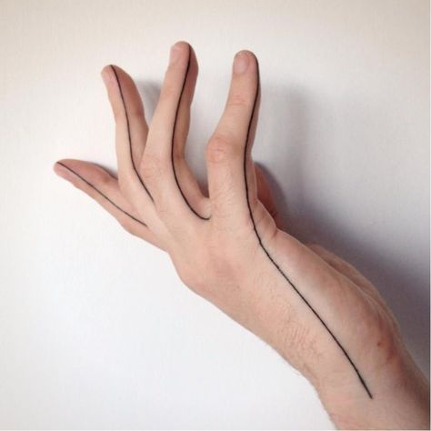 Hand seam tattoo by Lusi. #line #seamline #handseam #minimalist Minimalist Tattoo Meaning, Paris Tattoo, Typography Tattoo, Gemini Tattoo, Muster Tattoos, Delicate Tattoo, B Tattoo, Subtle Tattoos, Tattoo Trends