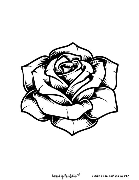 Basic Tattoo Designs Stencils, Tattoo Rose Designs, Easy Rose Drawing, Rose Outline Tattoo, Geometric Tattoo Hand, Rose Drawing Simple, Meaningful Word Tattoos, Coloring For Adults, Rose Template