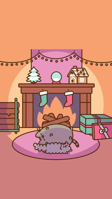 #pusheen #pusheencat #cat #kitty #pip #stormy #christmas #fire #cozy #winter #sleepy #cute #stockings #santa #phone #iphone #wallpaper #background #lockscreen #samsung Pusheen Christmas Wallpaper, Pusheen Christmas, Cat Wallpapers, Pusheen, Christmas Wallpaper, Smartphone, Christmas Decorations, Wallpapers, Iphone