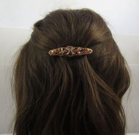 "This lovely Flower Filigree is a brass stamping and is soldered to the Genuine 70mm French Barrette Clip. Your choice of either silver ox, copper ox, or brass ox finish. A thick anti-tarnishing plate is professionally plated, oxidized to bring out the intricate detail in each piece, hand satined and lacquered to further insure this will never tarnish. No special care is required. Amazingly lightweight. This is the perfect size clip for holding half of your hair if your hair tends to be on the t Feminine Hair Accessories, Hair Clips Aesthetic 90s, French Hair Barrettes, Half Up With Barrette, Classy Hair Accessories, French Hair Accessories, French Barrette Clip, French Hair Clip, French Clip Hairstyles