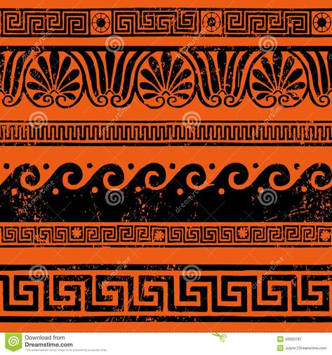 Ancient Greek Border Ornaments, Meanders - Download From Over 35 Million High Quality Stock Photos, Images, Vectors. Sign up for FREE today. Image: 40003781 Vase Patterns, Greek Poster, Greece Tattoo, Greek Border, Greek Crafts, Greek Vase, Greek Sea, Ancient Greek Pottery, Ancient Greek Sculpture