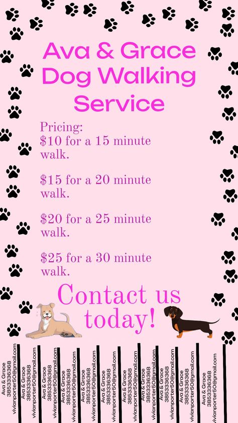 Our dog walking business Dog Walking Flyer Templates, Dog Walking Poster Ideas, Dog Walking Business Flyers, Dog Walking Flyer Ideas, Dog Walking Schedule, Dog Walking Business Names, Doggy Daycare Ideas, Dog Walker Flyer, Dog Walking Flyer