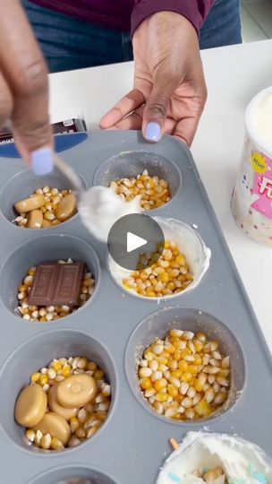 Popcorn Treat Ideas, Popcorn And Marshmallow Recipe, Movie Night Finger Foods, Outdoor Movie Night Food Ideas, Popcorn Experiments For Kids, Team Snacks For Kids Football, M&m Popcorn, Easy Fun Snacks For Kids, Popcorn Snack Ideas