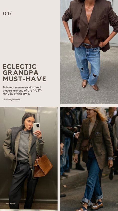 How to Rock “Eclectic Grandpa” Style After 40 (Yes, Really!) – After 40 Glow Grandpa Aesthetic, Grandpa Fashion, Eclectic Grandpa, Grandpa Style, Worker Jacket, 2024 Fashion Trends, Elegant Pant, Gather Round, Vintage Band Tees